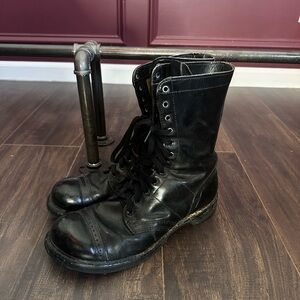 HH double H vintage black leather military jump boots MiUSA